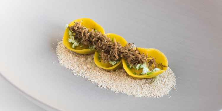 Vinschger cheese tortellini, pine oil, truffle and barley.jpg