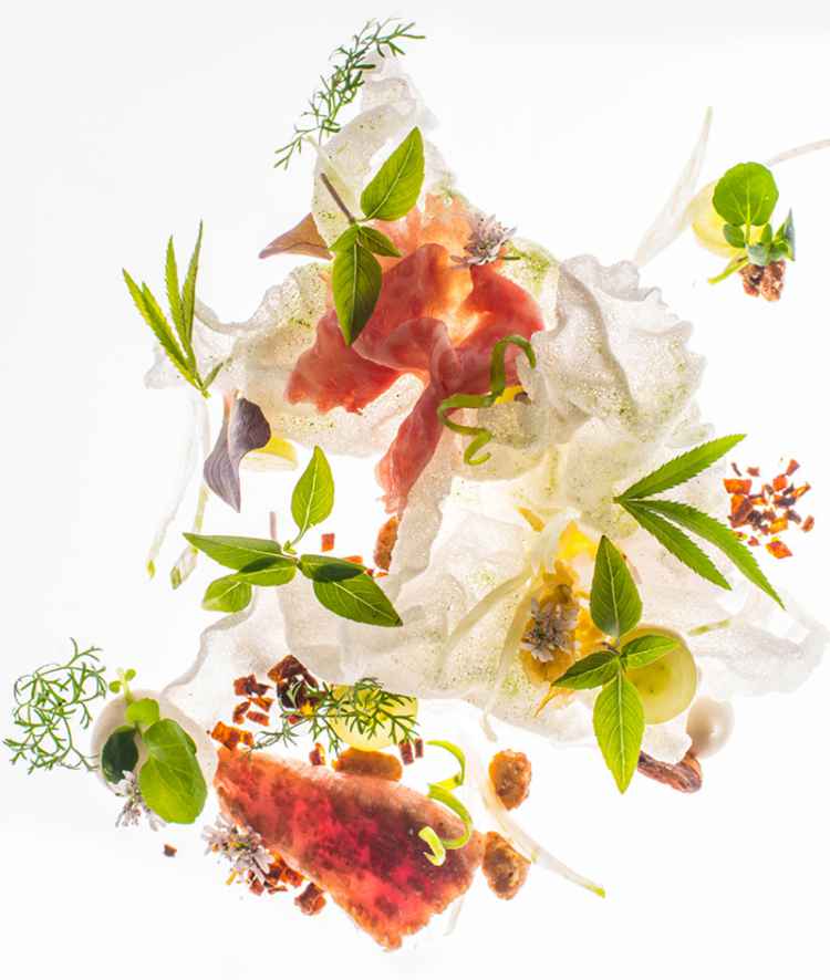 02Wagyu beef with candied peanuts, romaine marmalade, and Vietnamese herbs.jpg