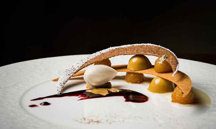 05三层-GK_12-Gingersnap tuile, caramel-pear crémeux, and pear sorbet by Gabriel Kreuther.jpg